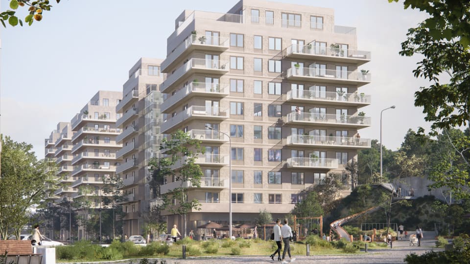 Nybyggda lägenheter i Norra Djurgårdsstaden OBOS